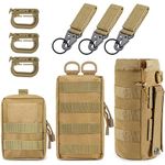 MUCHER 3 Pack Molle Pouches Tactical Waist Bags EDC Utility Pouch Waist Bag with 3 Hooks and 3 Keychains for Outdoor Hiking Hunting Camping Training Travelling (Khaki)