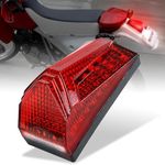 MOVOTOR LED Tail Light Red Lens Brake Light with White License Light Motorcycle Rear Light Compatible with Enduro Cafe Custom Dirt Bike Honda XR650L XR600R