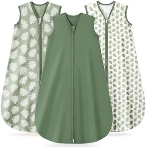 TURMEWU Baby Sleep Sack 12-18 Months, 100% Organic Cotton Wearable Blanket for Babies, 2-Way Zipper TOG 0.5 Lightweight Breathable Baby Sleeping Bag, 4 Sizes-L Leaf&Green