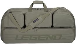 Legend Alpha Compound Bow Case - Fits MTM Ultra Compact Arrow Cases - Archery Bow Bag with Back & Shoulder Straps - With Cam Protectors, Soft Padding, & Extra Pockets 37"x16.5" Interior - Army Green