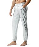 Arjen Kroos Mens Shiny Metallic Jeans Night Club Disco Dance Pants Breathable Sequin Pant with Pockets,B-silvery-3212,Large