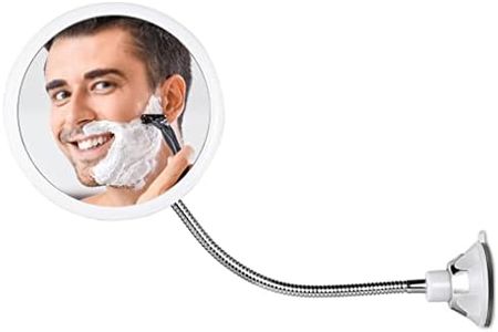 MIRRORVANA Flexible Round Fogless Shower Mirror for Shaving with Height Adjustable Gooseneck Extension, 360° Swivel and Upgraded Suction Cup - Shatterproof 6.7" Diameter Surface