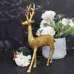 ARTVARKO Brass Standing Deer Statue God Home Decor Murti Idol for Home Temple Puja Office Shop Counter Decorative Showpiece Vastu and Return Gift 9 Inches