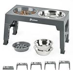 Petace Elevated Dog Bowls for Large Dogs, Raised Dog Bowl Stand with Slow Feeder Bowl & 2 Stainless Steel Dog Food Bowls, 5 Heights Adjustable for Small Medium Large Dogs and Pets