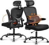 COMHOMA Office Chair Ergonomic Desk Chair with Adjustable Lumbar Support, High Back Mesh Computer Chair with Flip-up Armrests, 3D Headrest Executive Desk Chair Comfy (Ergo-Black)