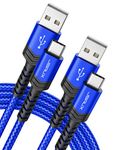 USB C Cable 3.1A (2m 2-Pack) Fast Charging, JSAUX Type C Fast Charger Cable Braided Compatible with Samsung Galaxy S23 S22 S21 S20 S10 S9 S8 Note 10 9 8, Huawei P10 P9, Pixel, Sony Xperia XZ, LG -Blue