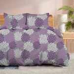 100% Microfiber 1 Piece Duvet Cover Zipper Closure Soft & Breathable for Comfortable Sleep Wrinkle Free Duvet/Quilt/Razai/Comforter Cover- Purple Petals - Double