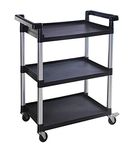 MaxWorks 80774 3-Shelf Utility Plastic Cart with Wheels-225 Lbs Maximum Capacity, Black