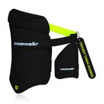 moonwalkr Thigh Guard 2.0 Protective Gear for Batter’s Height (6’3”- 6’6”) Cricket Thigh Pad Cricket Accessories & Equipment Safeguarding Both Your Outer and Inner Thighs Black (X-Large, Left Hand)