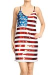 ANNA-KACI Spaghetti Strap Sleeveless USA American Flag Patriotic Sequin Dress, Multicolored, X-Small