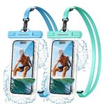 UNBREAKcable Waterproof Phone Pouch, IPX8 Universal Waterproof Phone Case Dry Bag with Lanyard for iPhone 14 13 12 11 Pro Max XR X XS SE 8 Plus Samsung S23 S22 Ultra S21 S10 S9 up to 7", Green + Blue