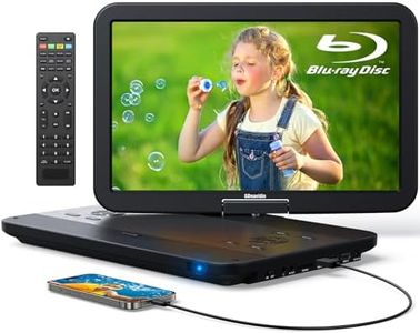 GOnavidio 17.5" Portable Blu Ray DVD Player with 15.4" 1920X1080 HD Large Screen, 4000mAh Battery, Surround Audio Sound, Support HDMI in/Out, USB/SD Card Reader, MKV MP4 Playback, Sync TV