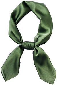 Women's Fashion Soft Large Satin Square Chiffon Polyester Scarf Set Head Neck Multiuse Solid Colors Available (Dark green)