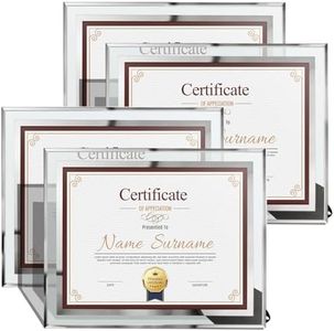 Schliersee 8.5x11 Certificate Frames Set of 4, 8.5 x 11 Glass Picture Frame for Document, Degree, Diploma, Desk Tabletop Decor