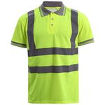 Hi Viz High Visibility Short Sleeve Polo Shirts Men's Reflective Tape Safety Hi Vis Security Work Breathable Lightweight Workwear T-Shirt Top (UK, Alpha, 3XL, Regular, Regular, Yellow)