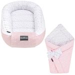 Bellochi 2in1 Set Baby Nest Pod and Swaddle Blanket - Baby Sleep Pod for Newborn with Protective Edges - Baby Swaddle Wrap - 100% Cotton - Oeko-TEX Certified - Aurora