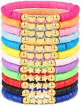 LUYI 12 Pcs 4 Style Preppy Jewelry Bracelets Set Friendship Beaded Bracelets for Women Girls Teens Colorful Stackable Surfer Heishi Clay Bead Bracelets Bohemian Y2K Summer Beach Bracelets, 7inches,