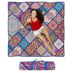 Fefede Waterproof Picnic Blankets Foldable & Portable 80''x80'' Boho Picnic Mat for Outdoors, Large Washable Picnic Blanket for Travel Camping Beach, Park Grass Picnic Blanket Accessories for Adults