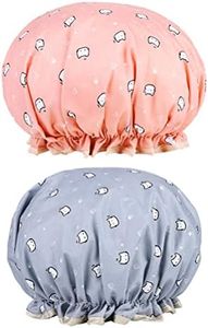 2 Pezzi Cuffia da Doccia Impermeabile, Riutilizzabile Doppio Strato Cuffie Capelli con Elastici, Donna Spa Salone Viaggi Hotel Casa (Blu, Rosa)