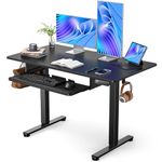 ErGear Standing Desk with Large Keyboard Tray, 120 x 60 cm Height Adjustable Electric Standing Desk Sit Stand Desk with 3 Memory Smart Pannel, Home Office Computer Desk,Black