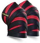 KYLIN SPORT 79" Knee Wrap (Pair) Elasticated Compression Knee Support for Cross Training WODs Gym Workout Weightlifting Fitness Powerlifting/Man and Woman (Red/Black)