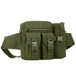 GUSTAVE® Waist Bag with Removable Water Bottle Bag Sport Waist Pack Multicompartment Sling Bag Adjustable Quick Release Waist Belt Fashion Waist Bag for Hiking, Walking, Camping, Fishing, Green