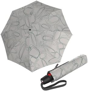 Knirps T.200 Medium Duomatic Automatic Open Close Rain Umbrella - Compact Windproof Umbrella for Rain - Travel Umbrella for Adults - 98cm Diameter Retractable Umbrella & Carrying Case, Pure Mineral