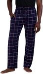 Hanes Ultimate Men's Flannel Pant, Navy Box Plaid, Large