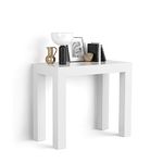 Mobili Fiver, First, Extendable Console Table, High Gloss White, for 4-14 People, Space-Saving Dining Table, Italian Furniture