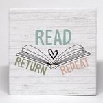 Yorhifa Decorative Sign, Wood Box, Reading Nook Library Desk Decor, 5x5 inches