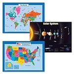 3 Pack - USA & World Map for Kids +