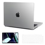 B BELK Compatible with MacBook Pro 14 inch Case 2024 2023 2022 2021 Release M3 A2918 A2992 A2779 A2442 M2 M1 Pro/Max Chip with Touch ID, Plastic Laptop Hard Shell Case+Keyboard Cover, Matte Clear