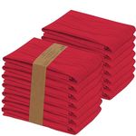 RUVANTI 6 and 12 Pack Flour Sack Towels 28x28 Inch, 100% Ring Spun Cotton (Red, 12 Pack)