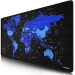 TITANWOLF XXL Speed Gaming Mouse Pad Mouse Mat 900x400 - Mousepad - Table Mat Large Size 90x40 cm - improved precision and speed - Black World Map