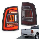 VLAND Full Led Taillights Compatible with Dodge Ram 1500 2009-2018, Ram 2500/3500 2010-2018, Ram 1500 Classic 2019-2024 Factory Halogen/LED w/Animation DRL&Amber Turn Signals, Smoked Red