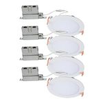 HALO HLB 6 inch Recessed LED Ceiling & Shower Disc Light – Canless Ultra Thin Downlight – 5CCT Selectable White - 4 Pack