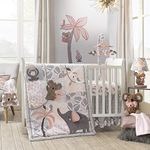 Lambs & Ivy Calypso 4-Piece Crib Bedding Set - Pink, Gray, Gold, Animals, Jungle