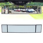 Fogfar Pack-1 Car Rear View Mirror, Three-fold Curved Rearview Mirror, 15.19" x 3.14" Large HD Panoramic Rearview Mirror, Universal for Most Cars (Black)