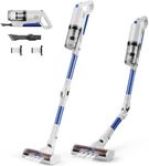 Cordless Vacuum Cleaner, BVILY Vacuum Cleaners with 180° Foldable Rod Rechargeable Cordless Vacuum 6 in 1 Lightweight Stick Vacuum with Powerful Suction, for Home Pet Hair Hardwood Floor (Blue&White)