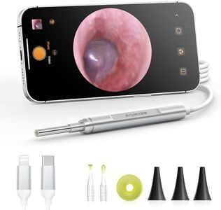 AnyScope Digital Otoscope Compatible with iPhone and Android Devices, HD Ear Camera with Ear Wax Removal Tools, Video Ear Scope Otoscope with Light, Capture Photos and Videos (Silver)