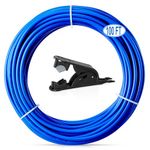 PURENAT 100FT 1/4 Inch O.D.RO Water Tubing,NSF Certified Pipe for RO(Reverse Osmosis) Water Purifier Filter System,BPA free Flexible Plastic Hose(blue)+Tube Cutter
