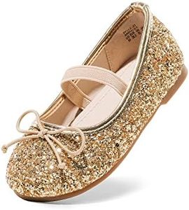 DREAM PAIRS Unisex-Child Dress Shoes Party Wedding Flower Girl Ballet Flats, Gold - 4 Toddler (Belle_01)