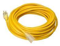 Coleman Cable 02689 10/3 Vinyl Outdoor Extension Cord with Lighted End, 100-foot