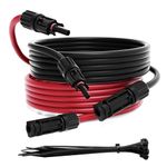 Solar Extension Cable 10 Gauge Solar Panels Wire 100Ft 10AWG (6mm²) PV Wire SJZSUNRUN Tinned Copper Wire with 2 Pairs Solar Connectors for Outdoor Automotive, Marine, (100Ft Black& 100Ft Red)