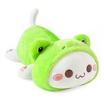 Onsoyours Cute Kitten Frog Plush Toy Stuffed Animal Kitty Soft Frog Cat Plush Pillow for Kids (Green Cat Frog, 12")