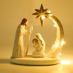 CHUANGLI Nativity Sets for Christmas Indoor- Nativity Set with LED Lights, Nativity Scene Indoor with Manger, Nativity Sets & Figures Nativity Story- Christmas Decorations Indoor