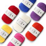 Woolen Delights Soft and Fluffy Yarn for Knitting & Crocheting Baby Blankets, Heavy Worsted/Aran Weight #4, Assorted Multi-Color Variety Craft Pack of 7 Skeins, 1218yds/700g (Bold and Bright Pack)