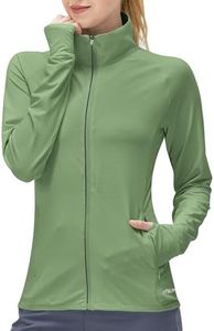 KPSUN Women's UPF 50+ UV Sun Protection Clothing Long Sleeve Athletic Hiking Shirts Lightweight SPF Zip Up Outdoor Jacket, Dark Green, Large