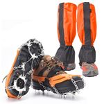 Martians Crampons and Leg Gaiters Set Stainless Steel Ice Cleats Waterproof Gaiters for Boots Shoes