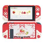 GeekShare Protective Case for Switch Slim Cover Case Compatible with Nintendo Switch Separable Soft Silicone Protective Shell for Joy Con with 2 Thumb Grip Caps- Strawberries with Cream